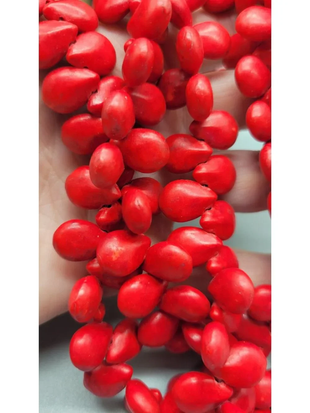 Heavy Red Dyed Faux Coral Look Layered Chunky Beaded Choker Style Necklace N1A